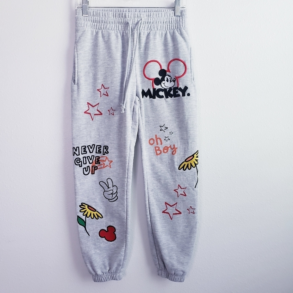 Disney Mickey Mouse Embroidered Y2k Abstract Joggers
